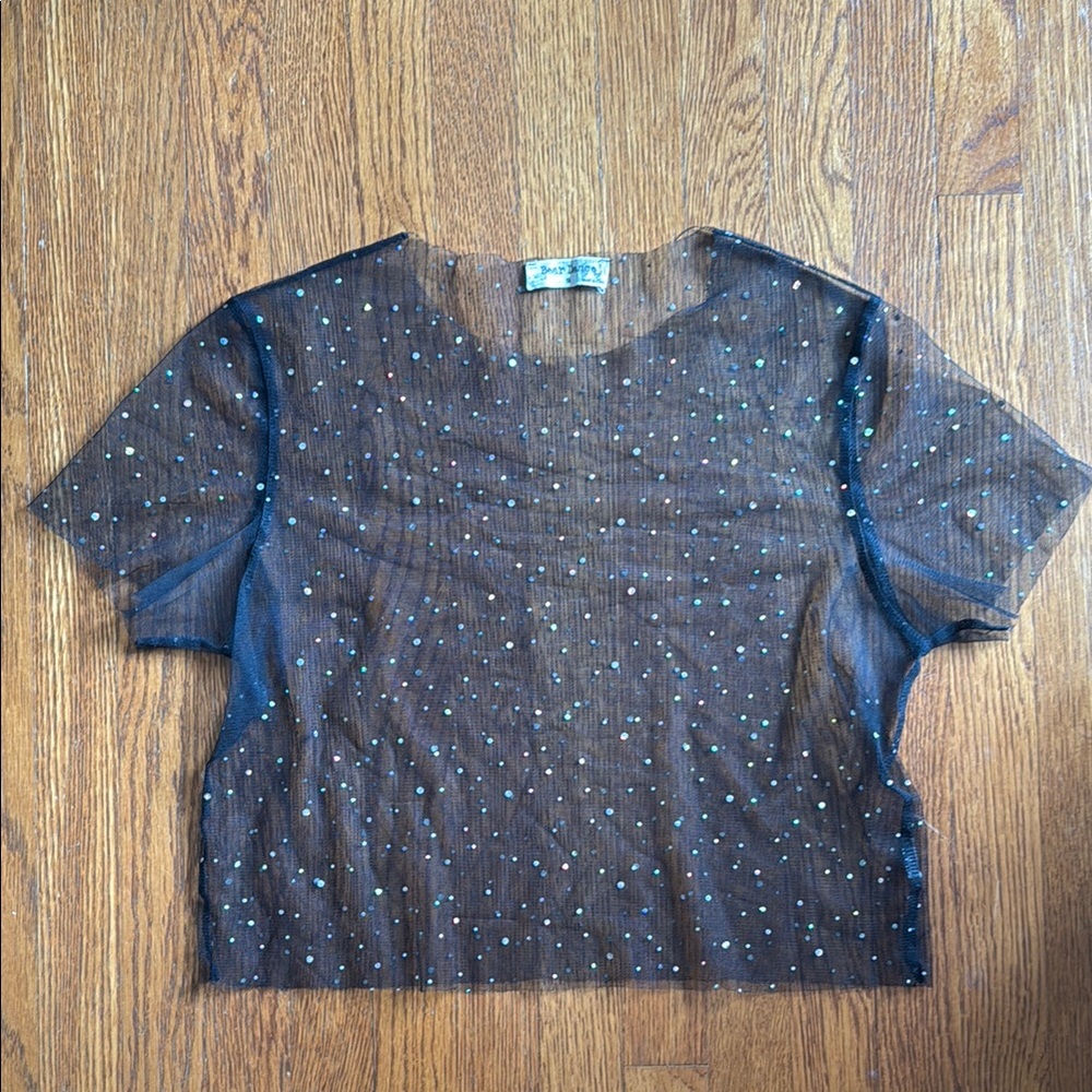 Sheer Black Top with Silver Accents